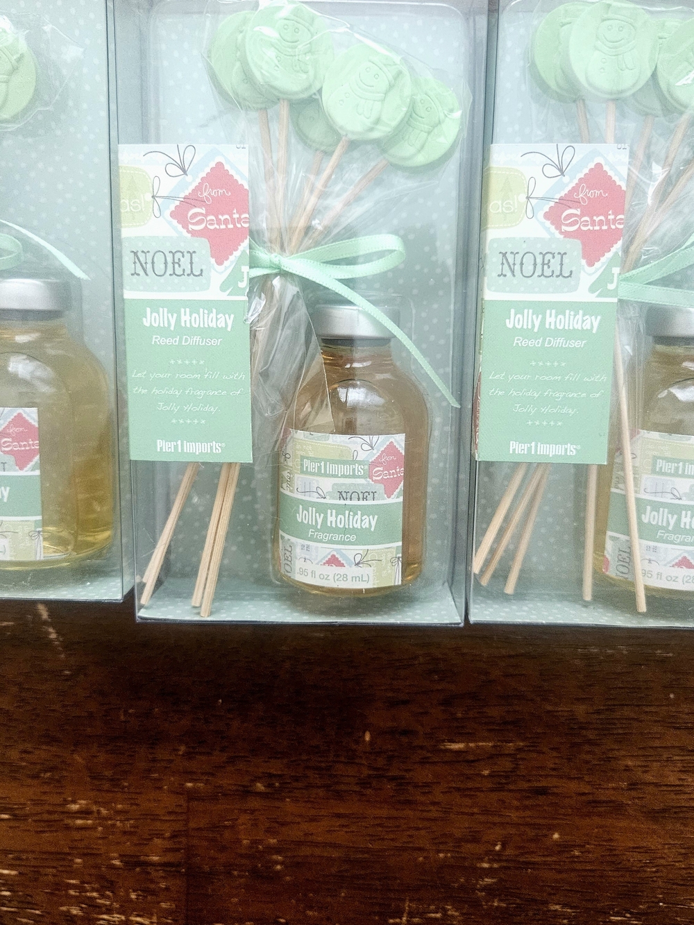 Pier 1 Jolly Holiday Reed Diffusers - Mint Green Vintage Home Decor Set Of 3